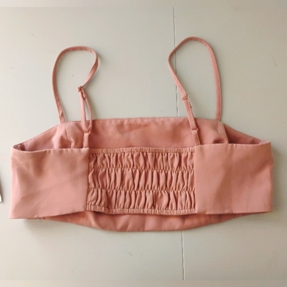 ASOS Design Smocked Back Bandeau Crop Top in Pink . Size 8 - Picture 10 of 13